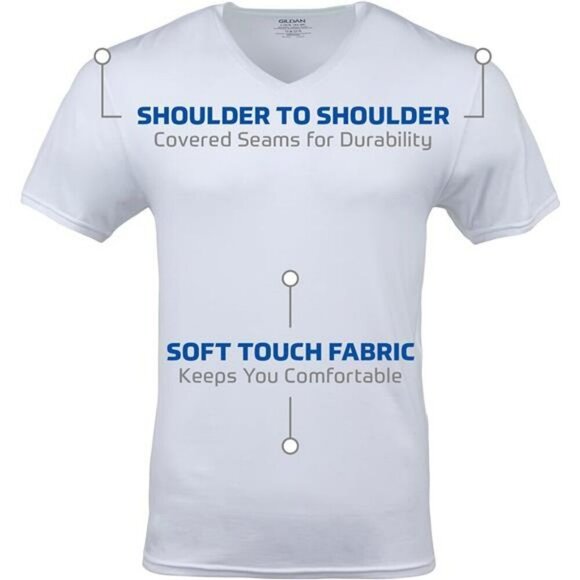 Gildan Mens V Neck T Shirts Pack Moisture Wicking Cotton Tagless Undershirts - Picture 2 of 7